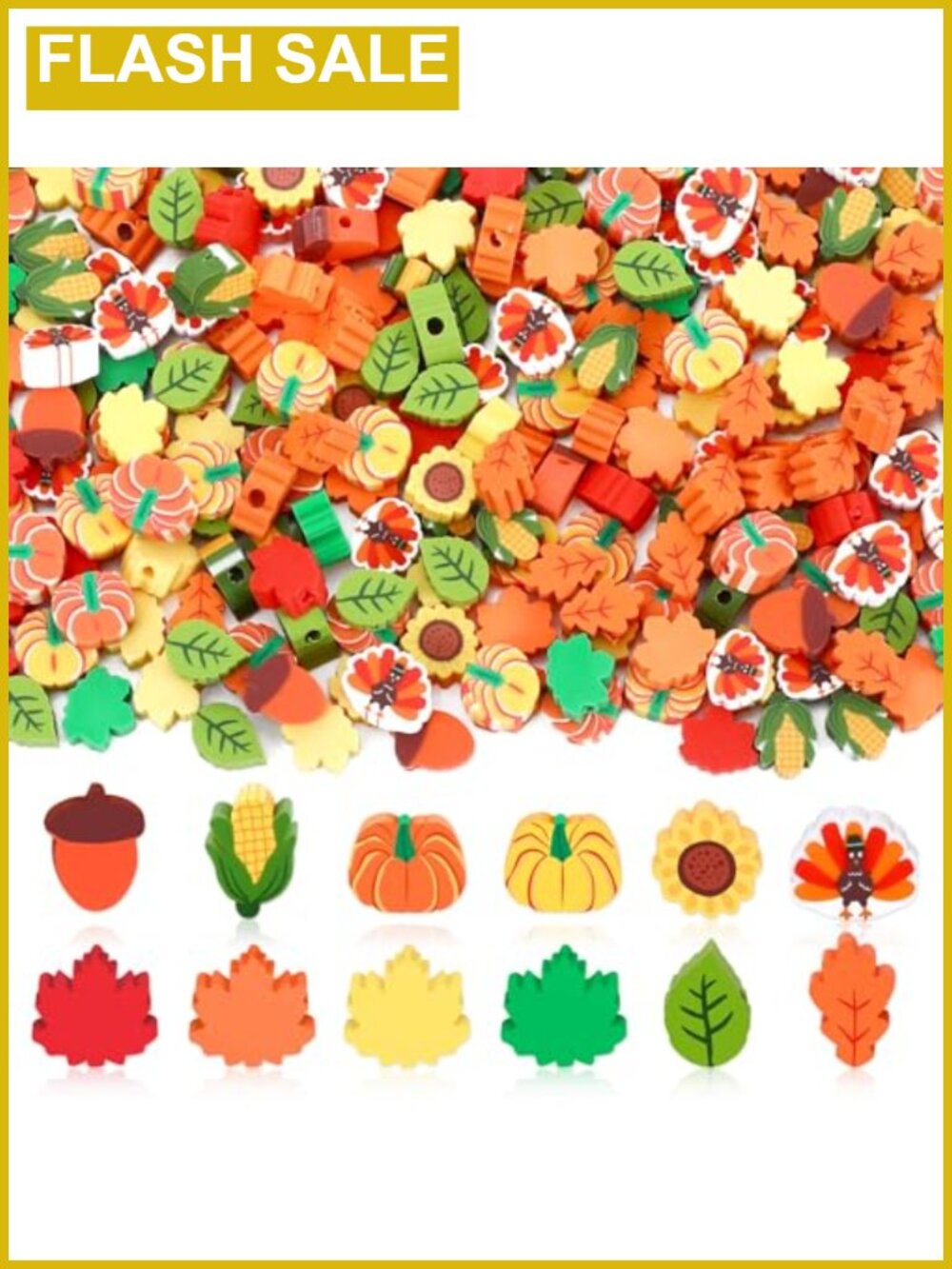 300pc Fall Polymer Clay Beads 10mm for Jewelry Making DIY Crafts